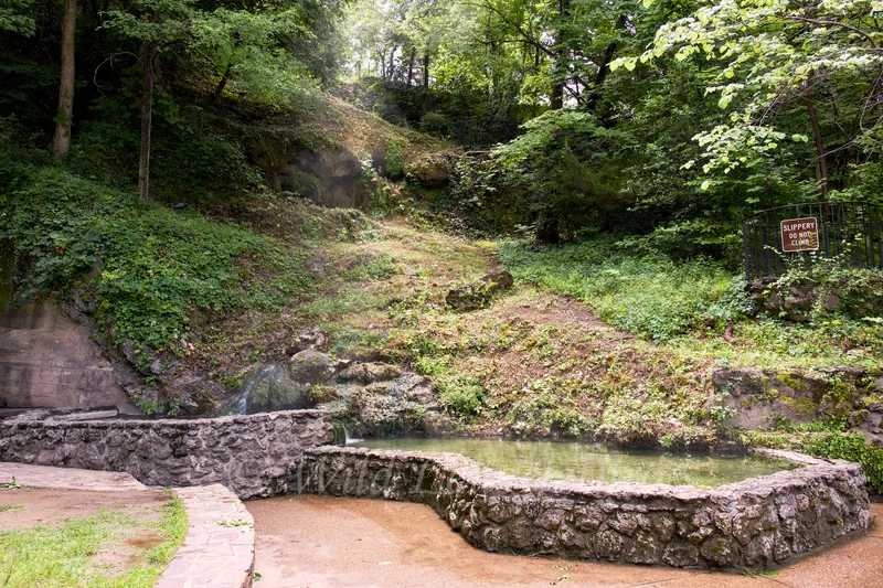 Hot Springs National Park Grand Promenade Hot Springs Pouring Into Overflowing Artificial Pond